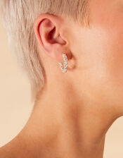 Silver-Plated Twisted Chain Hoops, , large