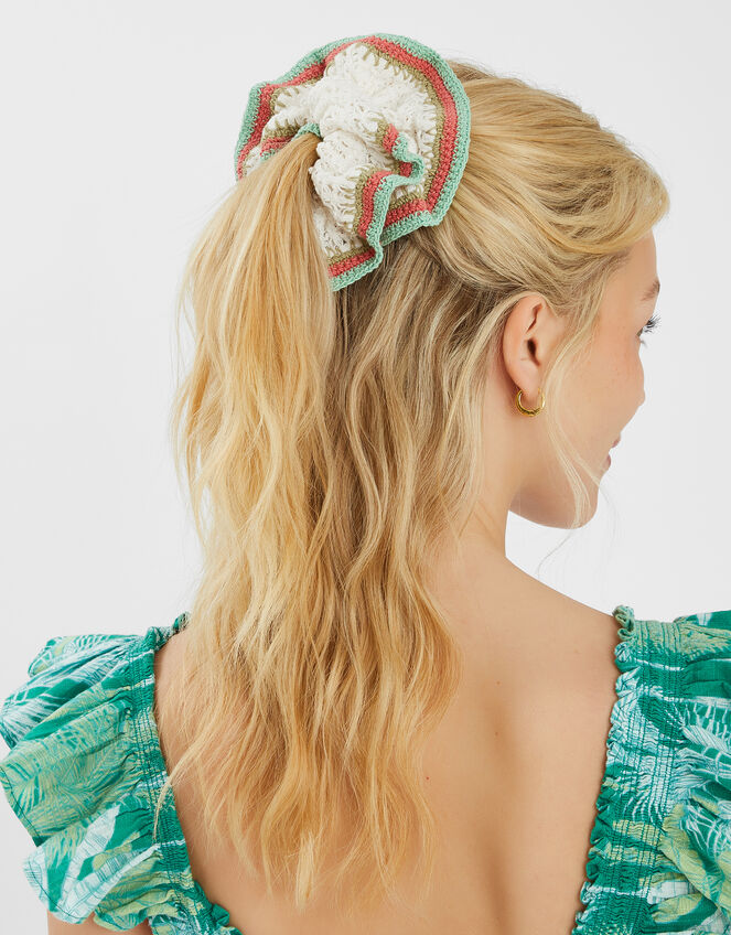 Stripe Crochet Hair Scrunchie, , large