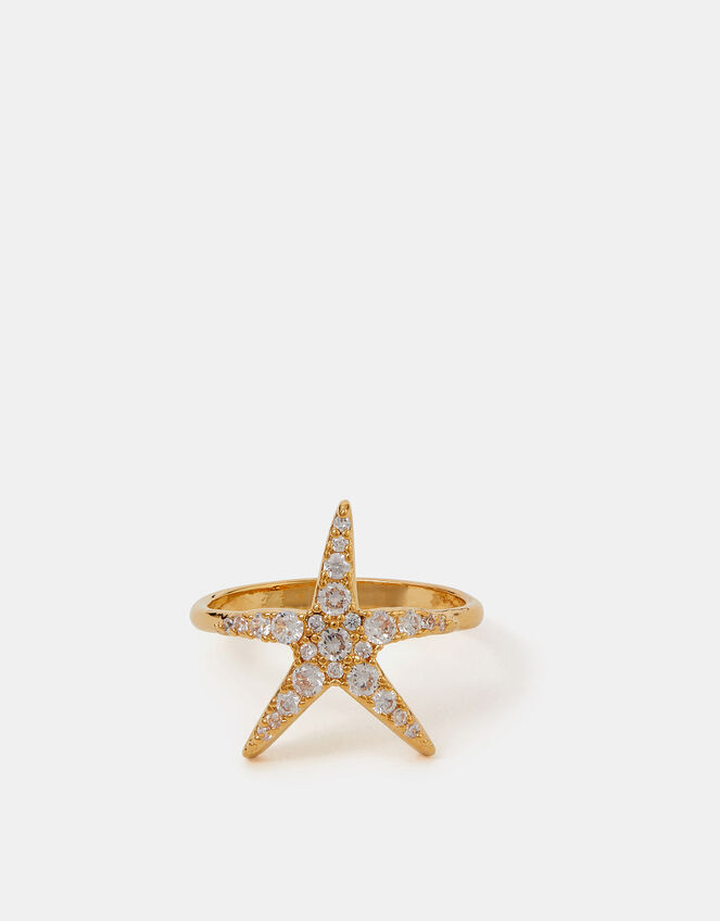 14ct Gold-Plated Starfish Ring, Gold (GOLD), large