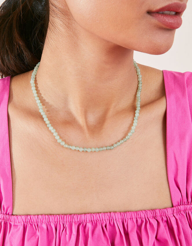14ct Gold-Plated Healing Stone Aventurine Beaded Necklace, , large