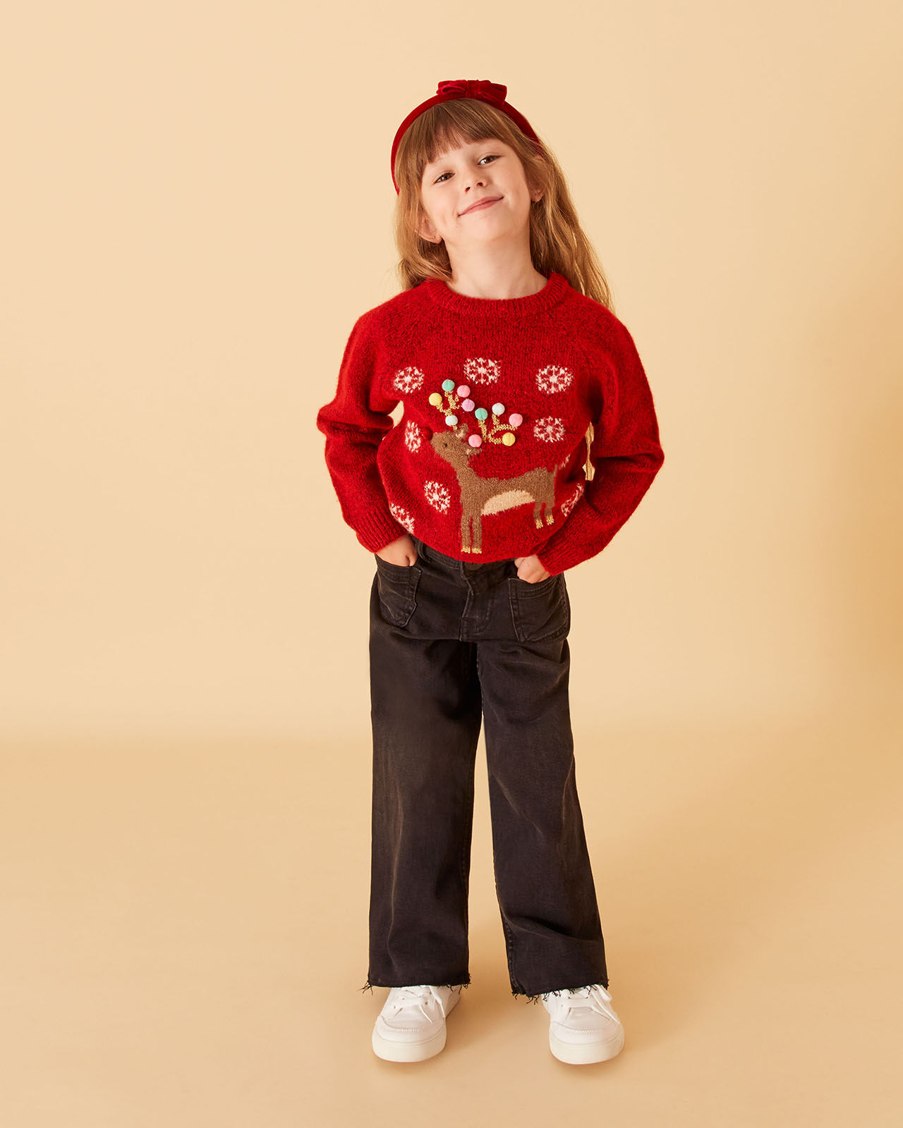 Girls Christmas Reindeer Jumper Red Girls tops T shirts