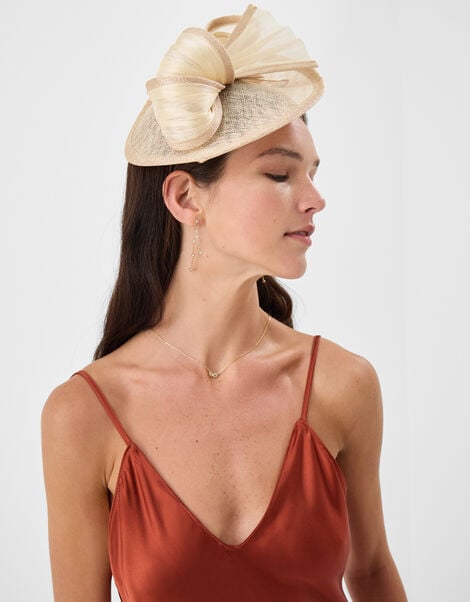 Bow Teardrop Fascinator, Natural (CHAMPAGNE), large