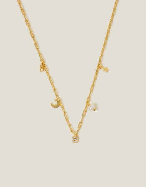 14ct Gold-Plated Initial Charm Necklace, Gold (GOLD), large