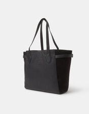 Suede Contrast Shopper Bag, , large