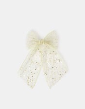 Girls Glitter Bow Barrette Hair Clip, , large