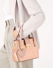 Metallic Heart Handheld Bag, Gold (ROSE GOLD), large