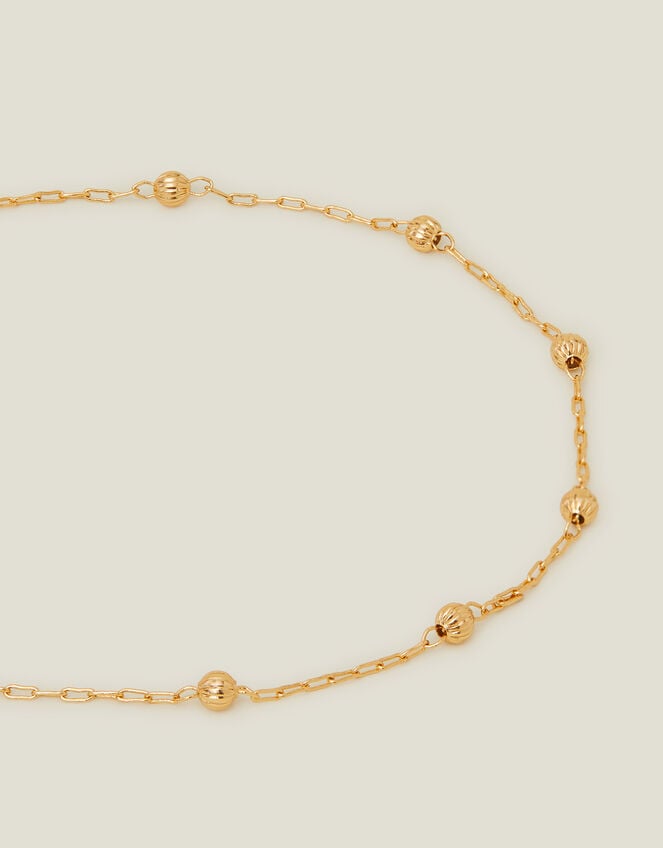 14ct Gold-Plated Ball Station Anklet, , large
