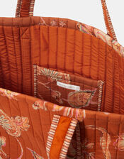 Floral Print Quilted Tote Bag, , large
