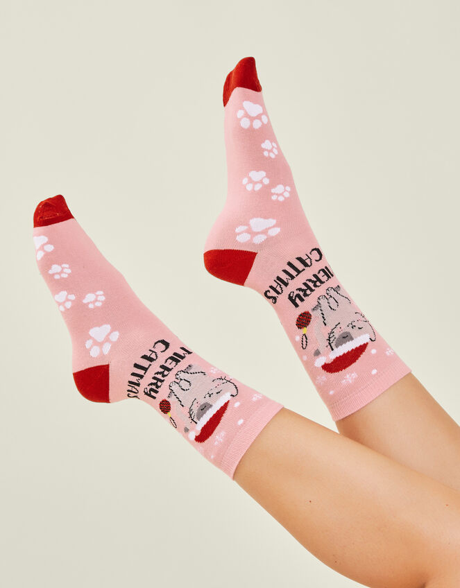 Merry Catmas Socks , Pink (PINK), large