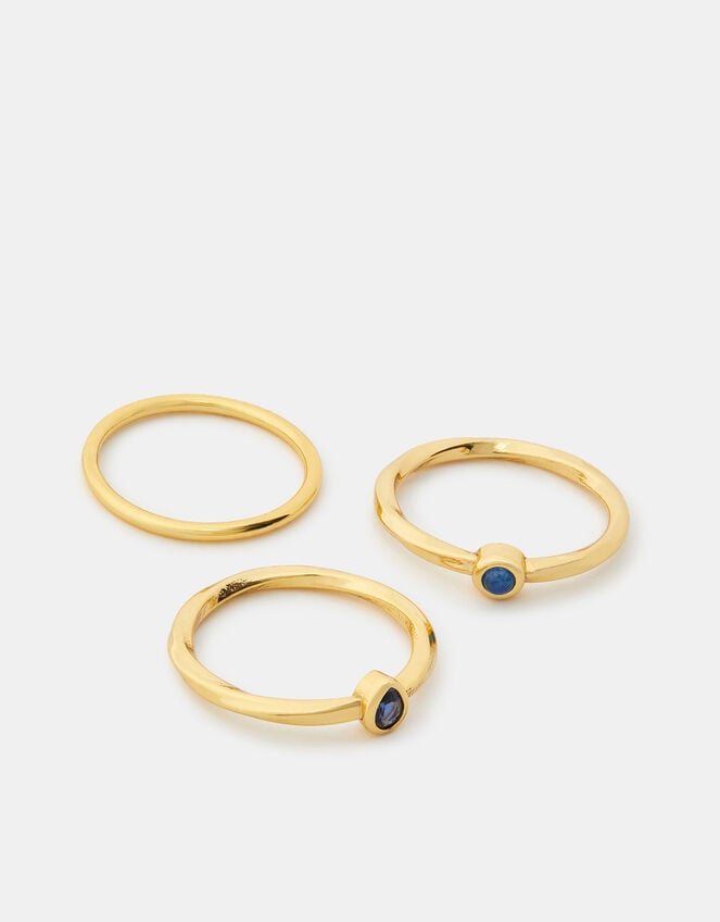 3-Pack 14ct Gold-Plated Stacking Stone Rings, Gold (GOLD), large