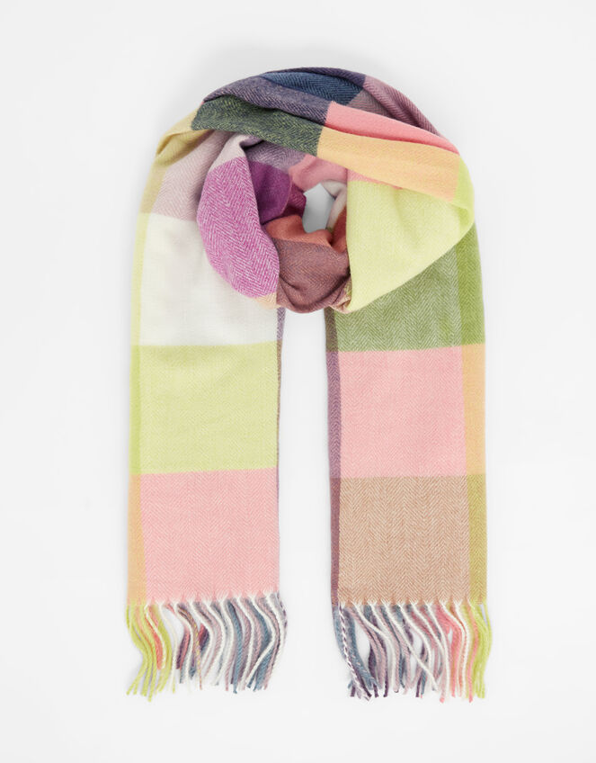 Sadie Colour-Block Check Blanket Scarf, , large