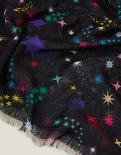 Multicolour Star Print Scarf, , large