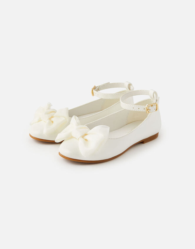 Bow Patent Ballerina Flats, Natural (IVORY), large
