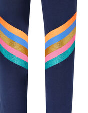 Glittery Stripe Leggings, Blue (NAVY), large