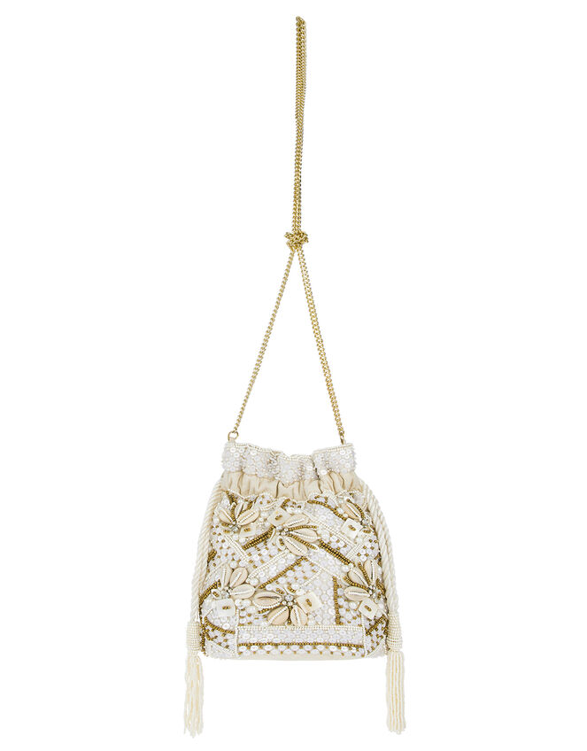 Shell Embellished Mini Duffle Bag, , large