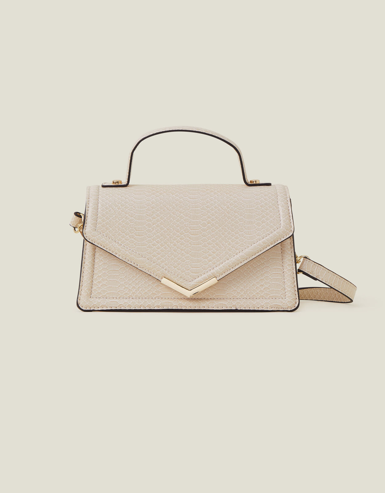 Top Handle Cross Body Bag Cream
