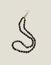 Chunky Bead Phone Strap Black, , large