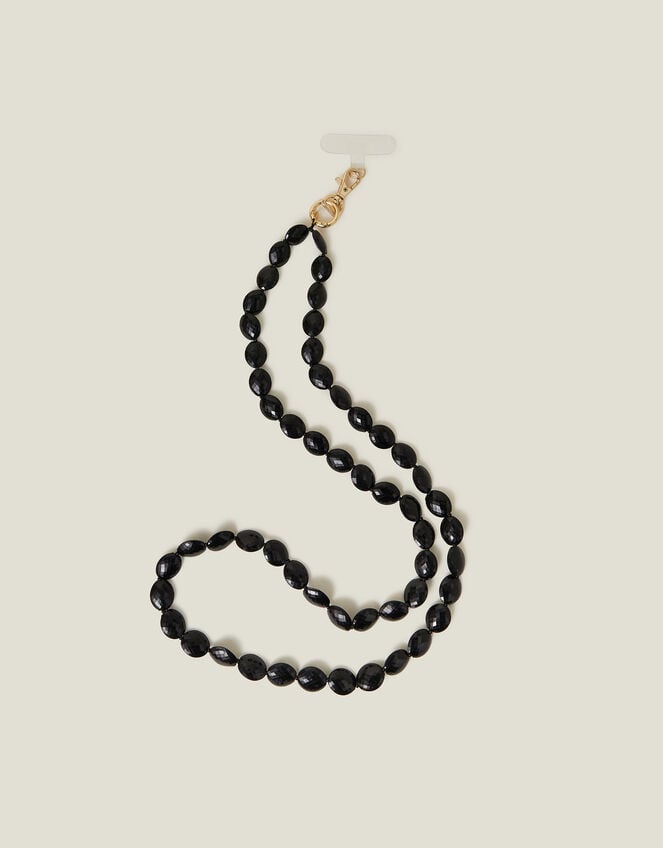 Chunky Bead Phone Strap Black, , large
