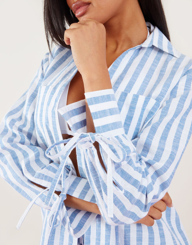 Stripe Co-ord Beach Shirt, Blue (LIGHT BLUE), large
