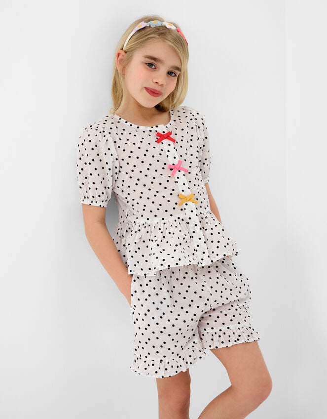 Girls Polka Dot Top, White (WHITE), large