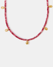 14ct Gold-Plated Teardrop Strawberry Quartz Necklace, , large