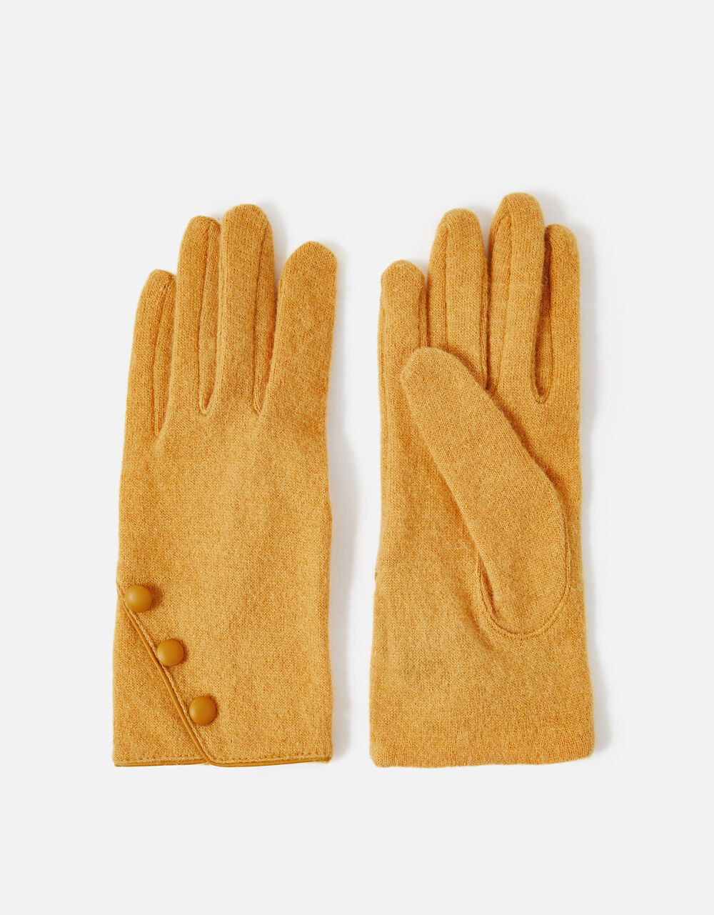 Button Gloves in Wool Blend Yellow | Gloves | Accessorize UK
