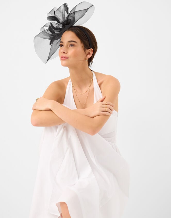 Large Crin Fascinator, Black (BLACK), large