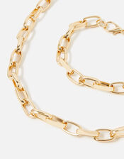 Medium Chain Necklace and Bracelet, Gold (GOLD), large