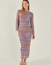 Zig Zag Crochet Dress, Multi (BRIGHTS MULTI), large