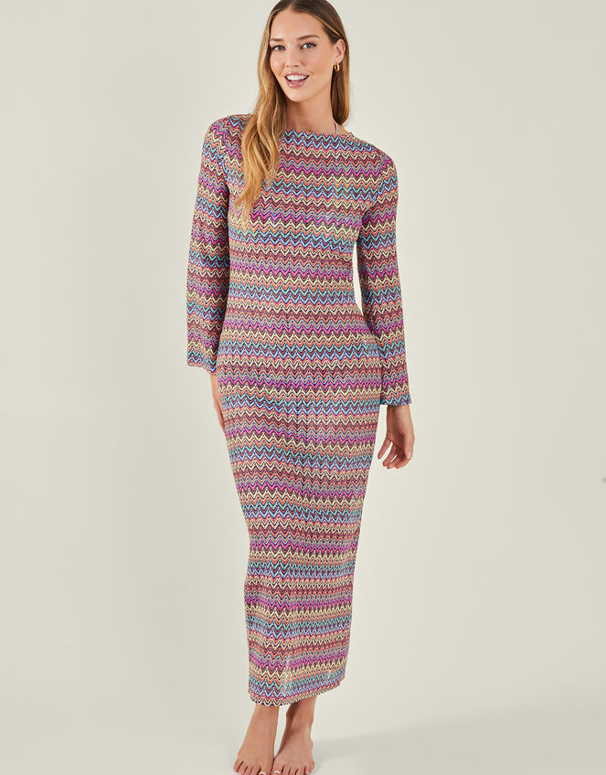 Zig Zag Crochet Dress, Multi (BRIGHTS MULTI), large