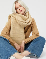 Origami Pleated Scarf, Camel (CAMEL), large