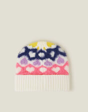 Girls Heart Beanie Hat, Multi (BRIGHTS MULTI), large
