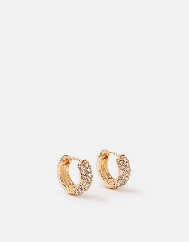 Diamanté Huggie Hoop Earrings, , large