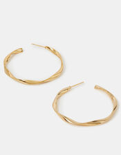 14ct Gold-Plated Wave Hoop Earrings, , large