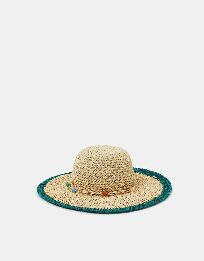 Shell Beaded Floppy Hat, , large