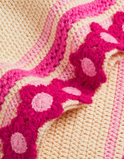 Girls Flower Knit Crochet Dress, Pink (PINK), large