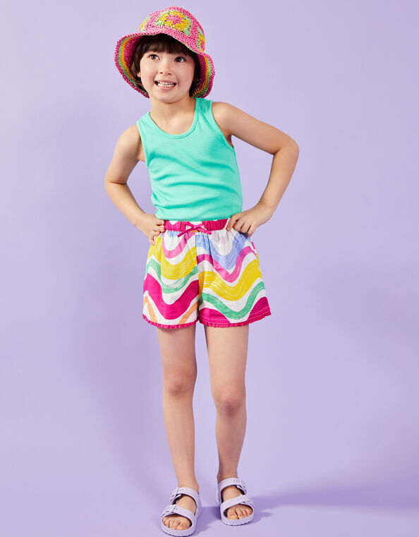 Girls Wavy Stripe Shorts, BRIGHTS MULTI, large