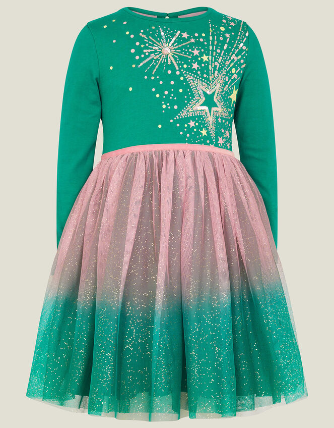 Girls Star Party Dress, Green (GREEN), large