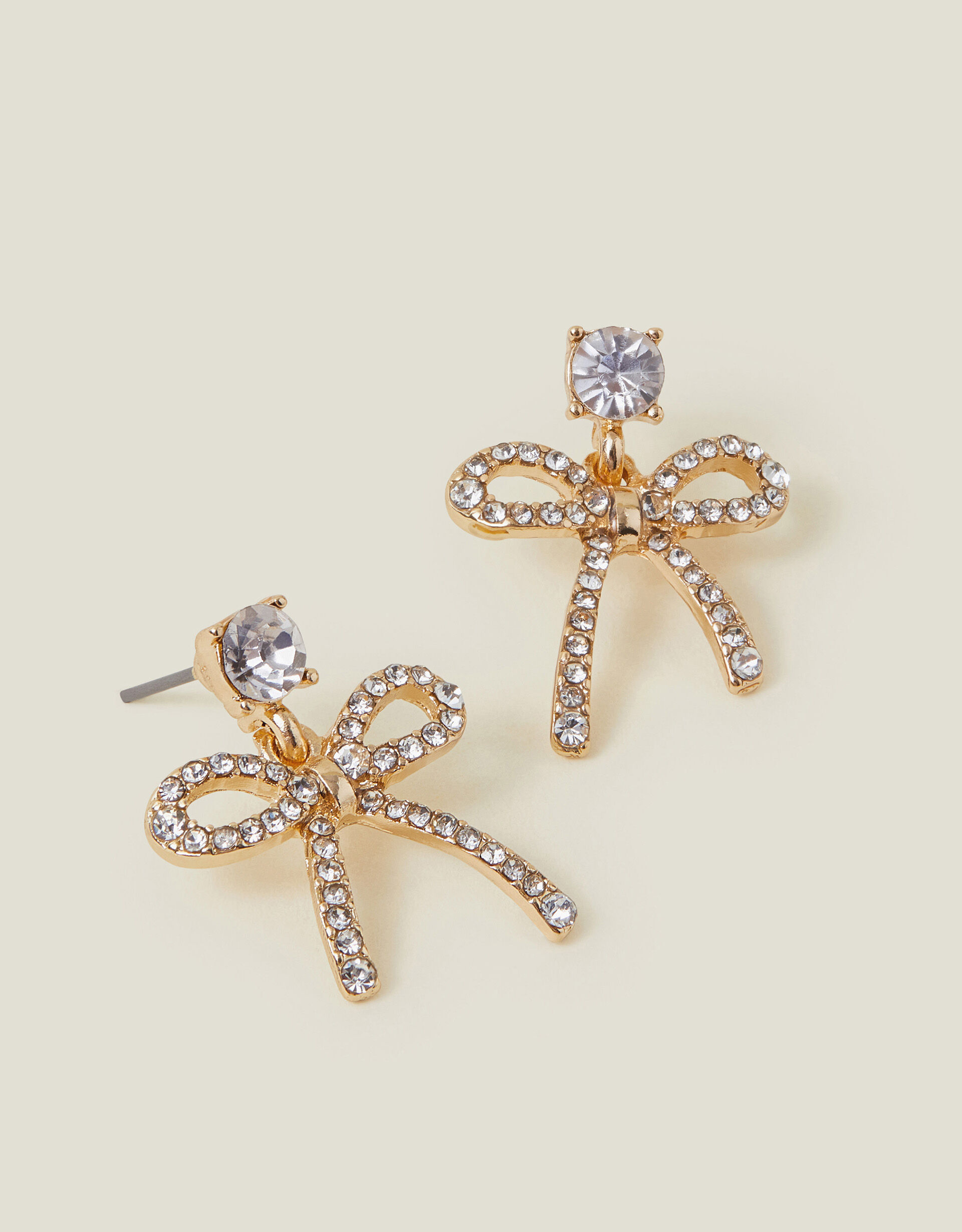 Diamante Stud Bow Drop Earrings Drop Earrings Accessorize Global