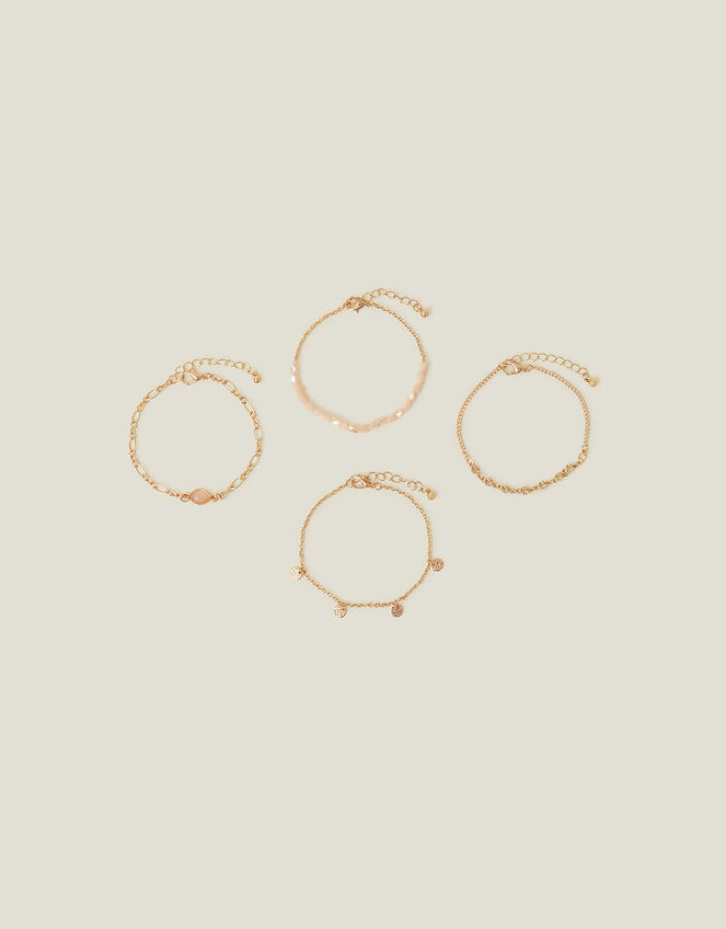 4-Pack Pearl Chain Clasp Bracelets, , large