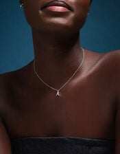 Sterling Silver Initial Pendant Necklace, Silver (ST SILVER), large