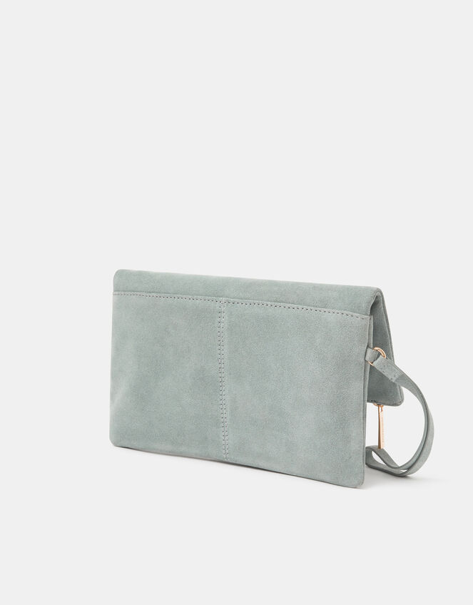 Foldover Suede Wristlet Bag, , large
