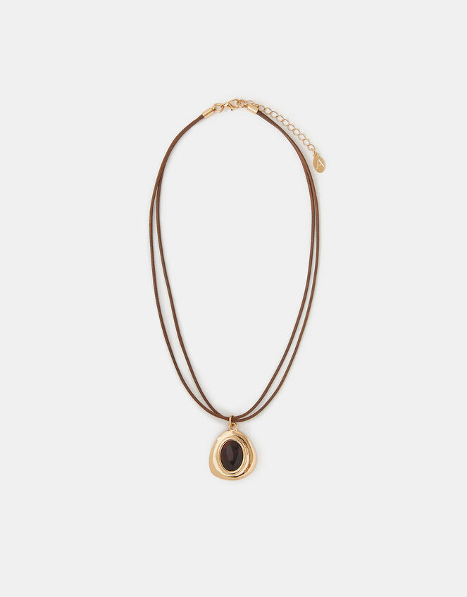 Resin Stone Pendant Cord Necklace, , large