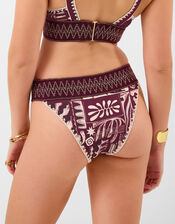Abstract Print Band Bikini Bottoms, Purple (PURPLE), large
