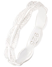 Sterling Silver Feather Ring, Silver (ST SILVER), large