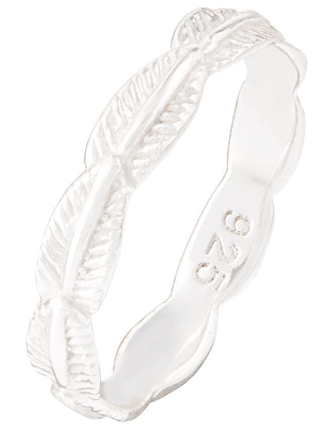 Sterling Silver Feather Ring, Silver (ST SILVER), large