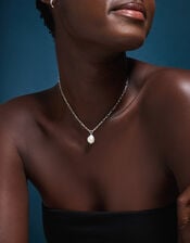 Sterling Silver Pearl Pendant Necklace, , large