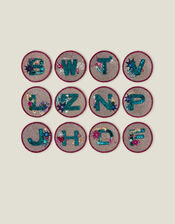Round Initial Beaded Coaster, Multi (BRIGHTS MULTI), large