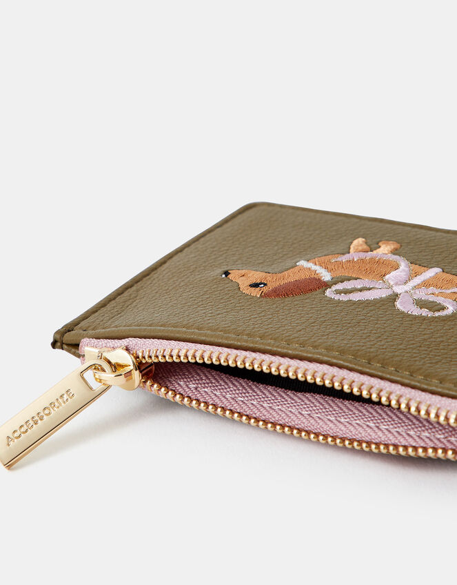 Sausage Dog Embroidered Card Holder, , large