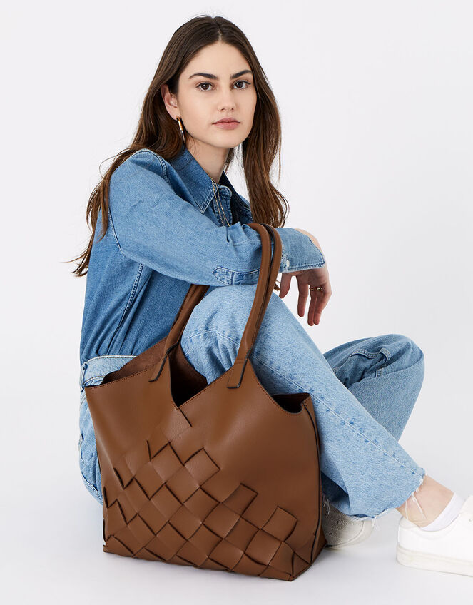 Hereu Coloma Small Woven Leather Tote In Tan